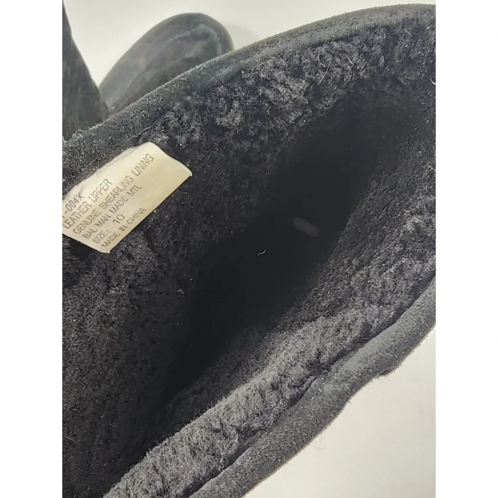 Vintage Calson USA Genuine Shearling Lining Snow Boots Black Suede Womens Sz 10